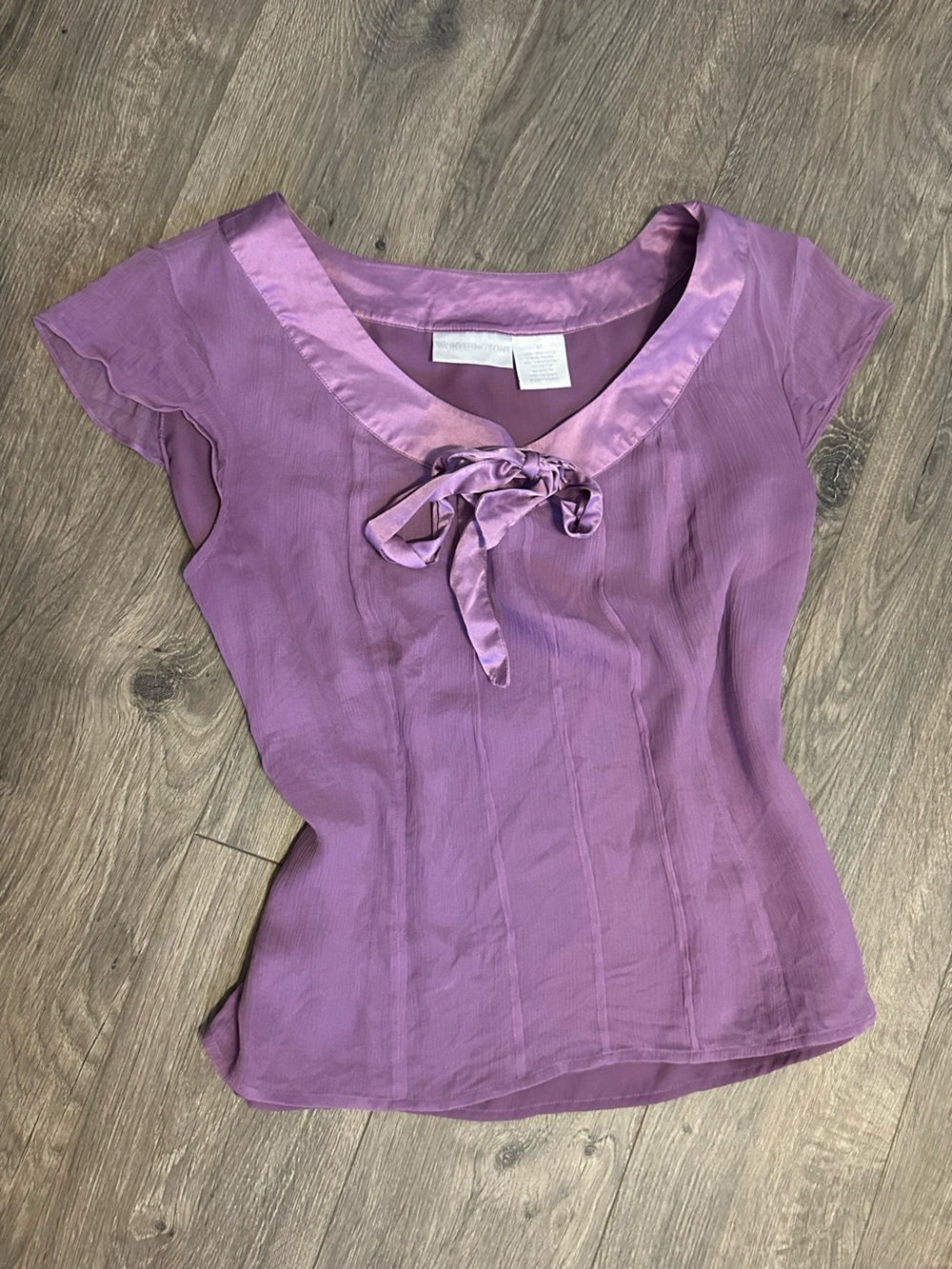 Worthington 100% silk babydoll Crinkle Blouse Size 12